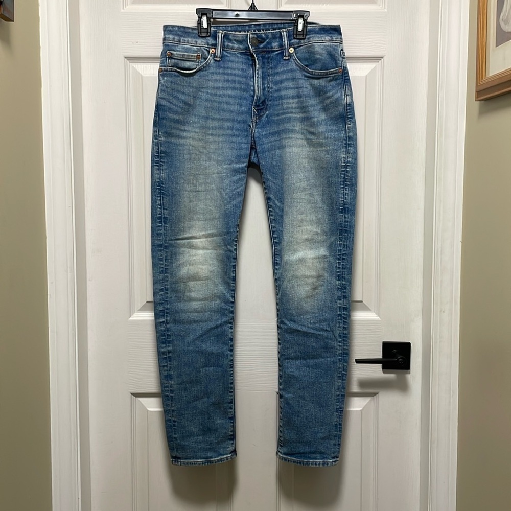 AMERICAN EAGLE | Slim | Airflex + |Washed Blue | Whiskering | Size 30 X 30